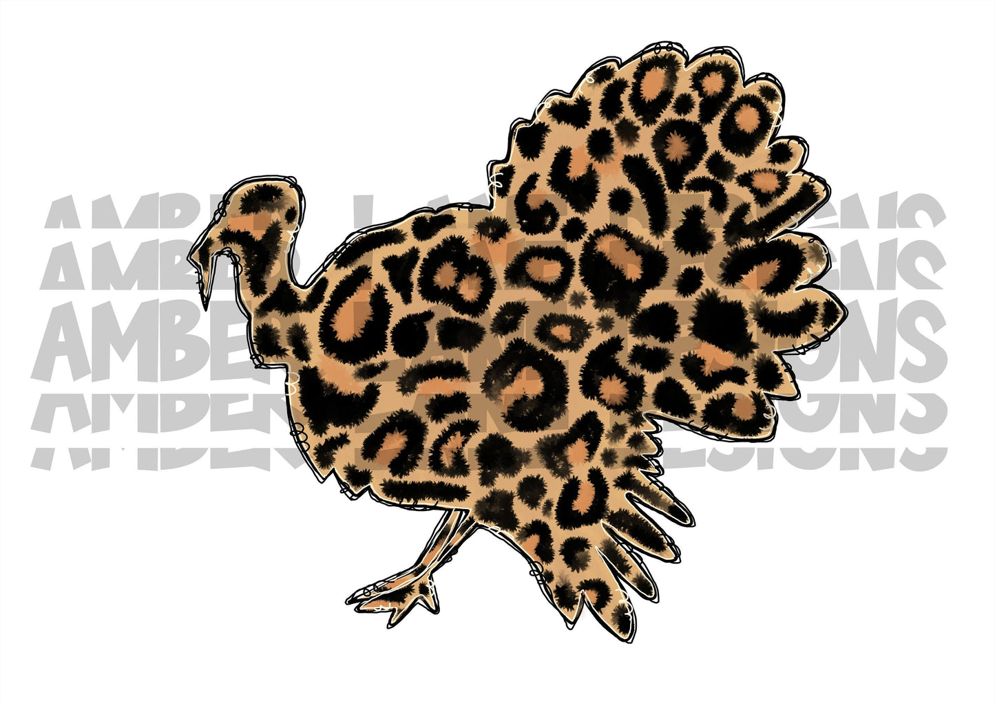 Turkey Leopard Print watercolor PNG |Turkey cheetah Watercolor Sublimation png | Thanksgiving | Fall Colors  -INSTANT DOWNLOAD