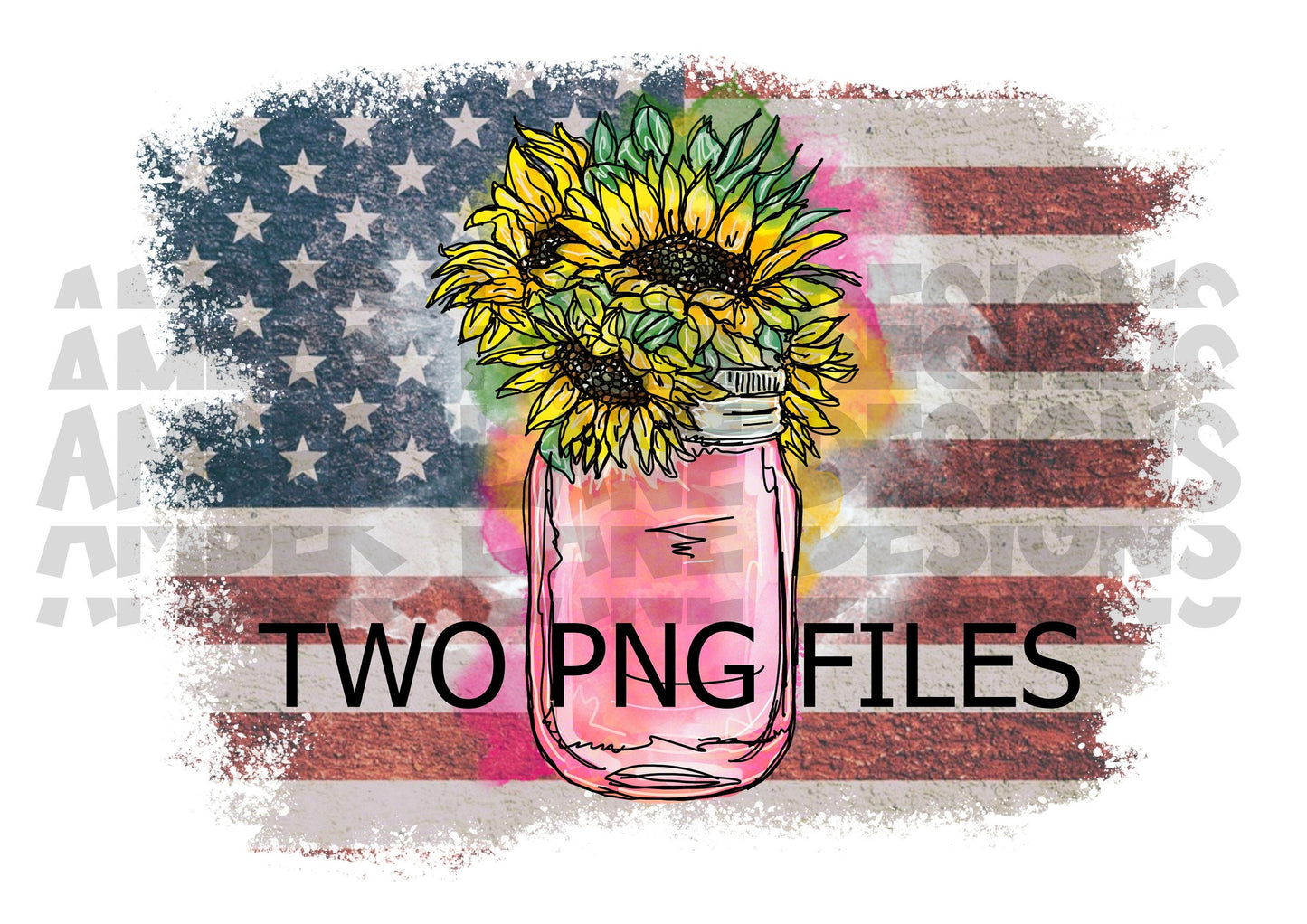 Sunflowers In A Jar With USA Flag | Sublimation File| Sunflowers png