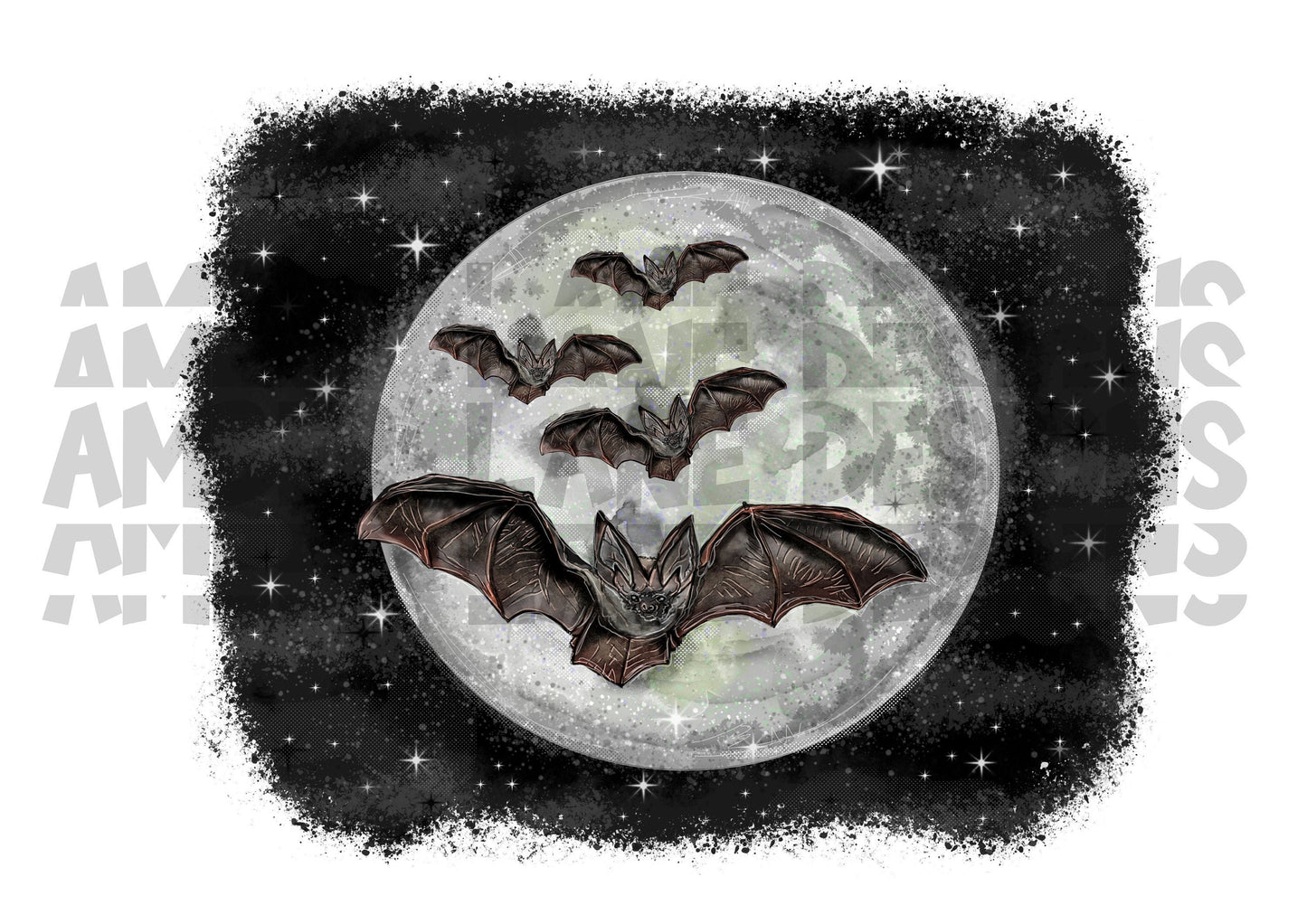 Flying Bats and Full Moon png file, Halloween background ,Flying Scary Bats, PNG Digital image