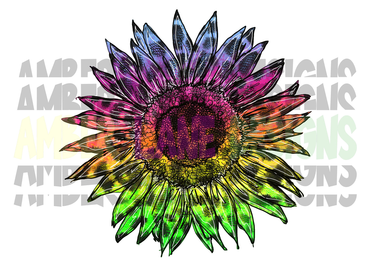 Rainbow Leopard sunflower png digital file