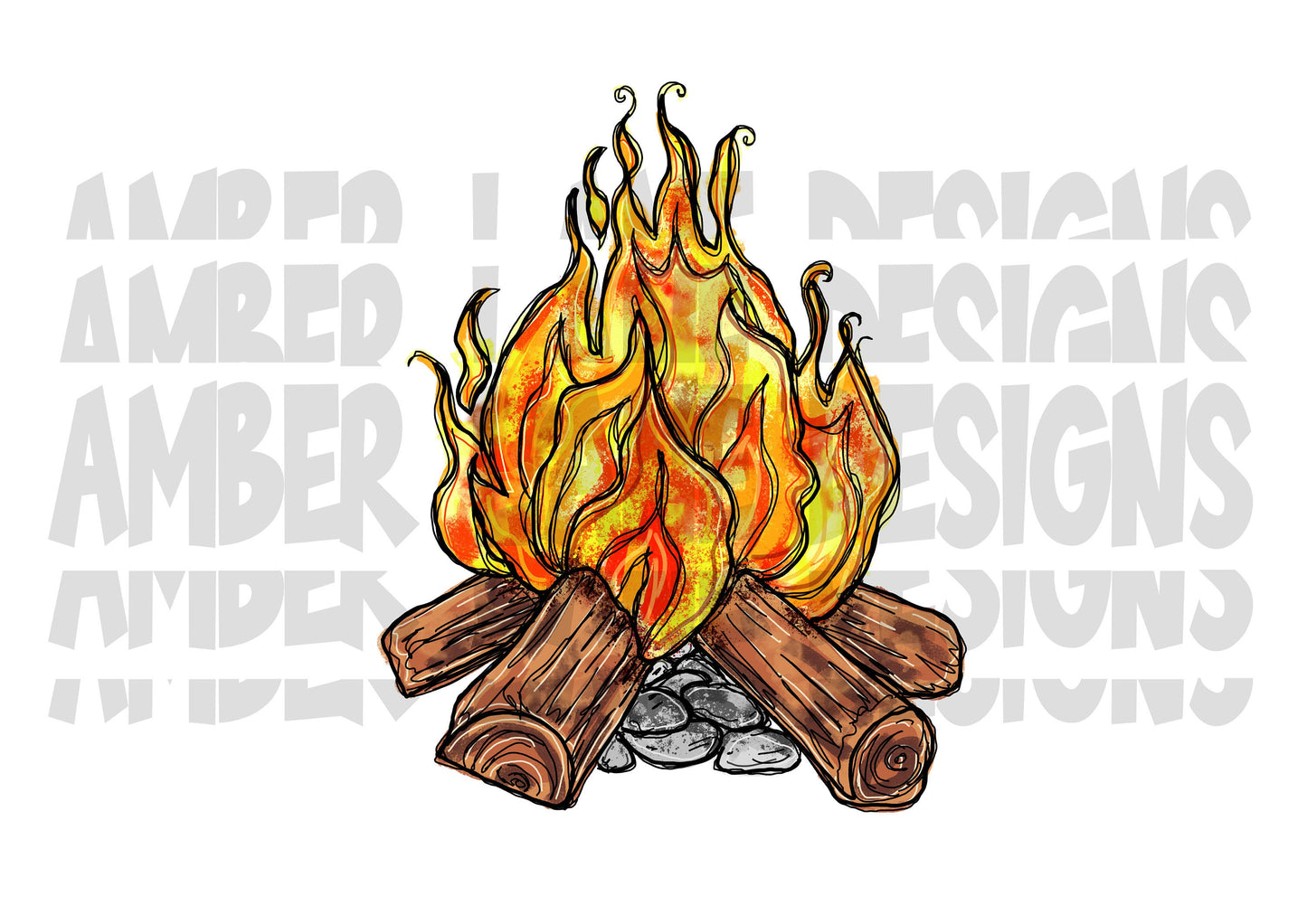 Camp fire PNG | Camping Sublimation  Hand Drawn Art|