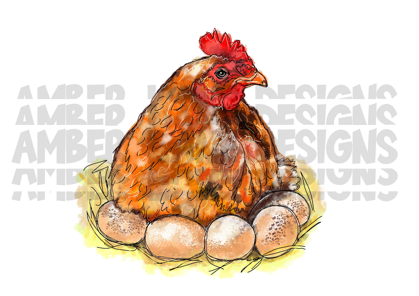 Hen with eggs PNG |  Farm Fresh eggs |Hand Drawn | Sublimation PNG |