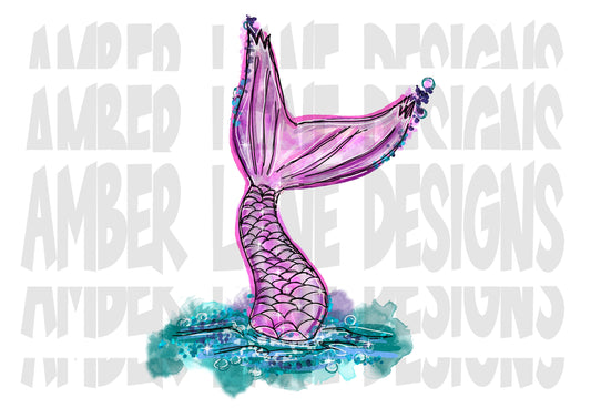 Watercolor Mermaid Tail Sublimation |PNG Design |Hand Drawn| Digital Art