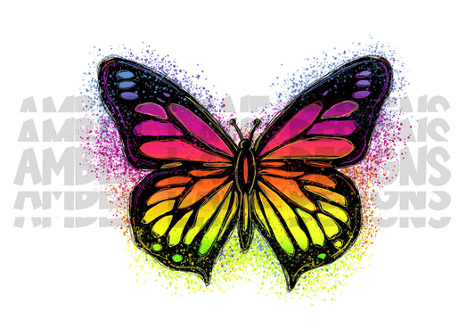 Rainbow Butterfly PNG | Neon rainbow Butterfly PNG| Sublimation Rainbow PNG