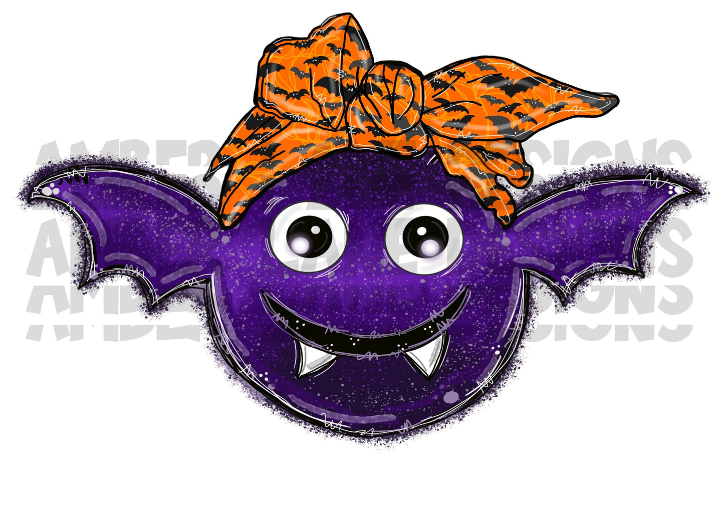 Cute Purple Bat With Bat bandana , sublimation, Halloween Bat PNG, PNG Digital image