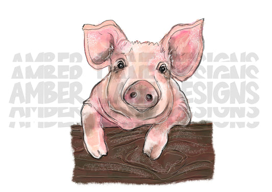 Farm Pig PNG | Cute pig png| Hand Drawn | Farm Life Sublimation PNG |