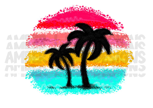 Retro Palm tree Sunset PNG |Watercolor png | Vintage  Tropical Summer png  sublimation