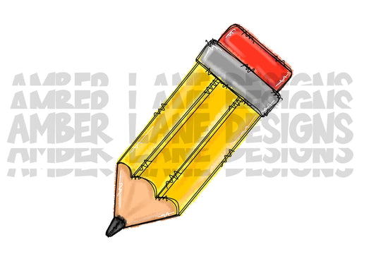 School Pencil Watercolor PNG | Back To School  Sublimation Design | PNG Design | Hand Drawn Art | .