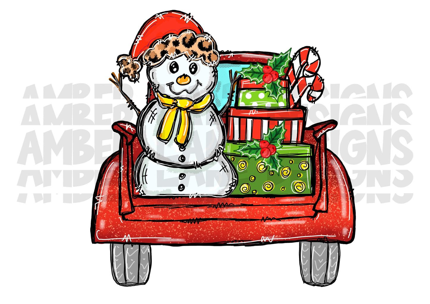 Snowman Christmas Truck, Sublimation png file
