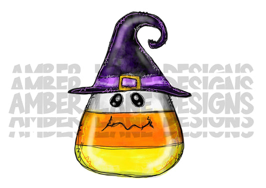 Candy Corn With Witches Hat Sublimation | Candy Corn Halloween PNG  Sublimation -INSTANT DOWNLOAD