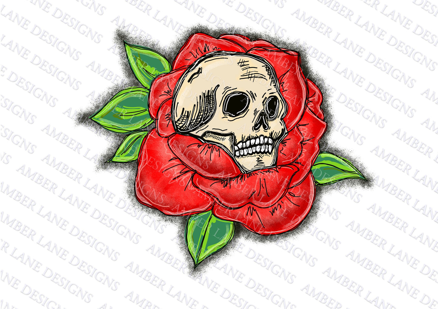 Red Rose Skull Sublimation PNG Design |  Halloween png |Hand Drawn | Digital Download | Printable Artwork | Digital Art