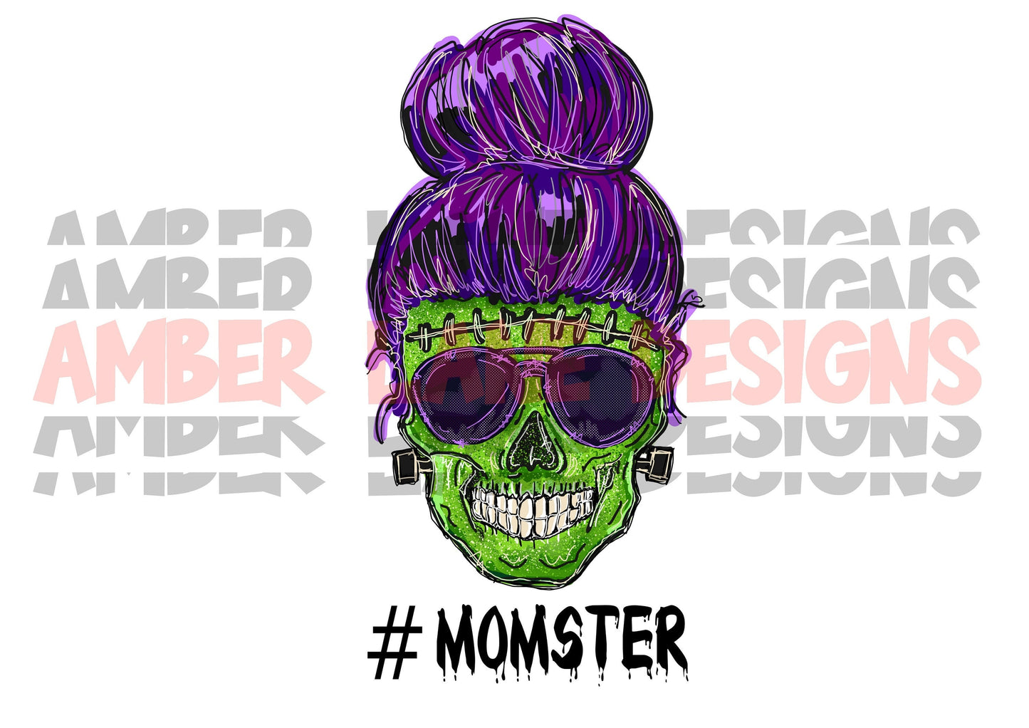 Momster PNG, Mom of Monsters Skull Sublimation Digital image