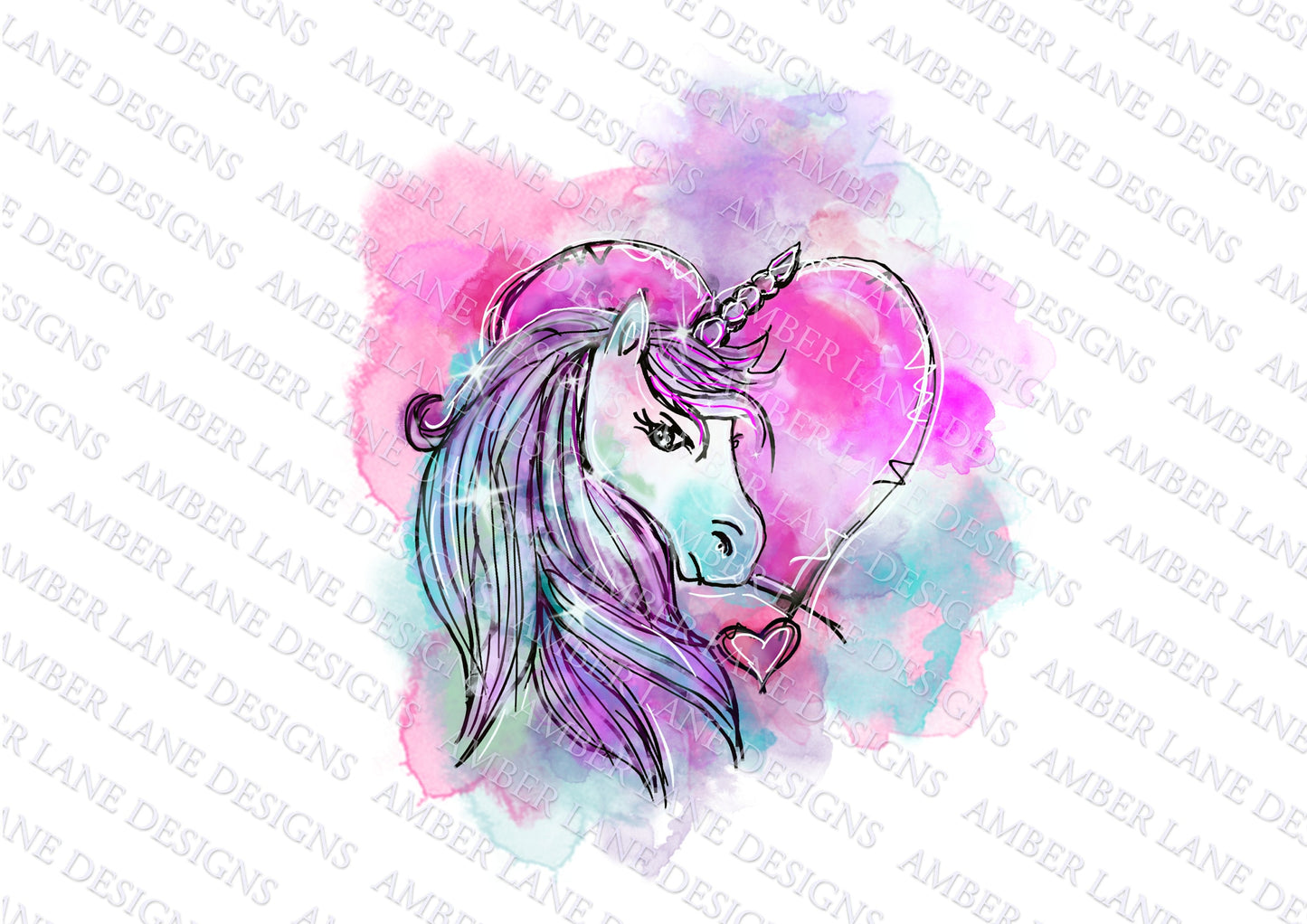 Valentines  Unicorn PNG |Unicorn Graphics| Unicorn Sublimation | Watercolor Unicorn PNG
