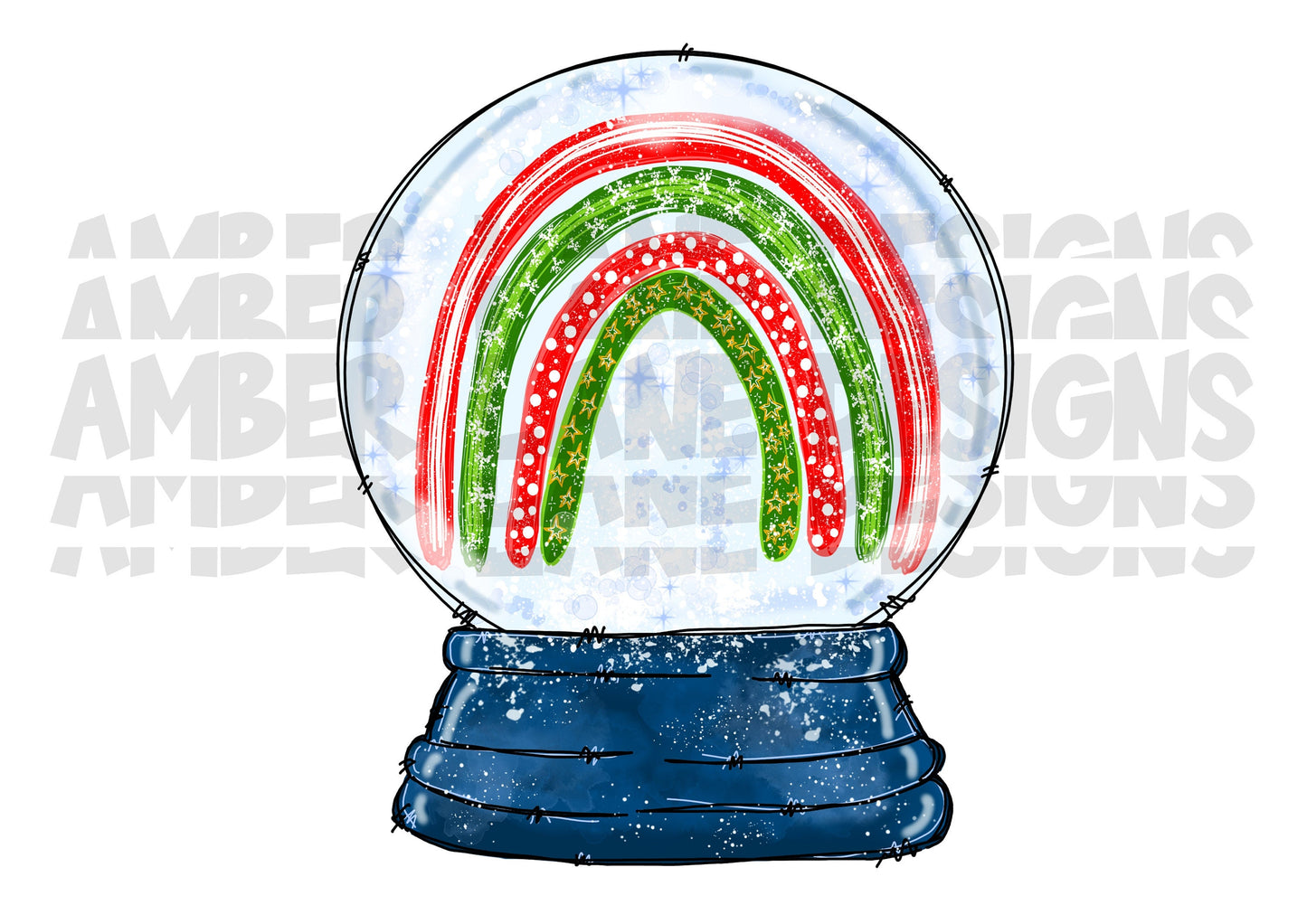 Christmas Rainbow Snow Globe png file, Sublimation Design