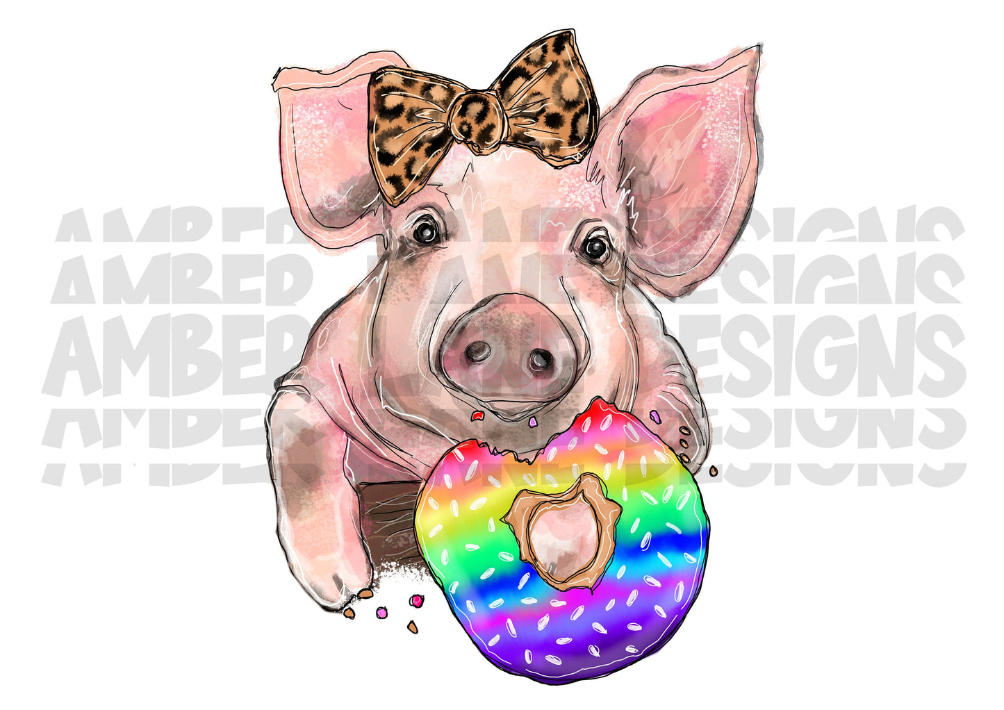 Pig with Donut PNG file |