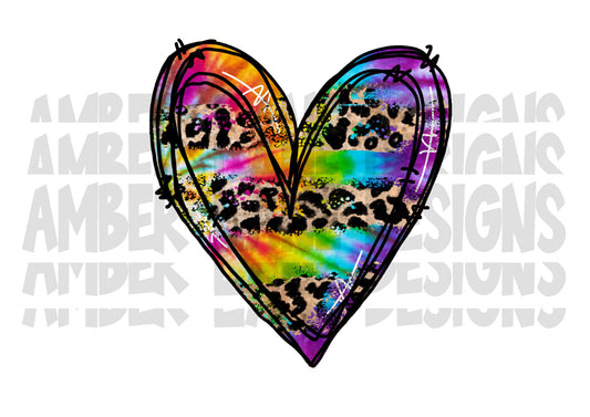 Grunge Leopard Tie-Dye Heart  png | Rainbow tie dye PNG,  Sublimation file