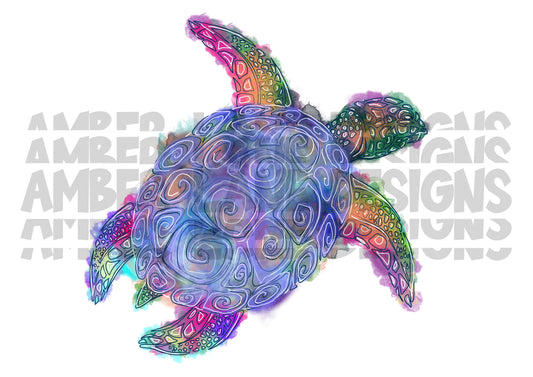 Sea Turtle PNG , Watercolor Sublimation PNG  file