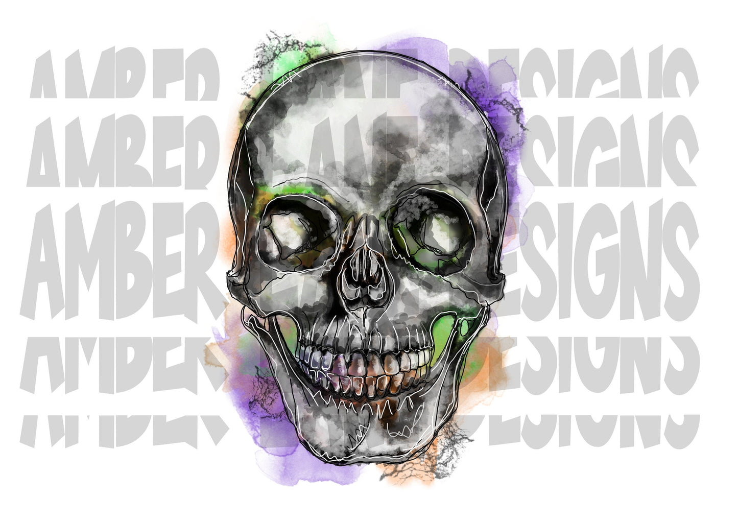Skull Black And White halloween Watercolor |  Gothic PNG Halloween PNG Sublimation