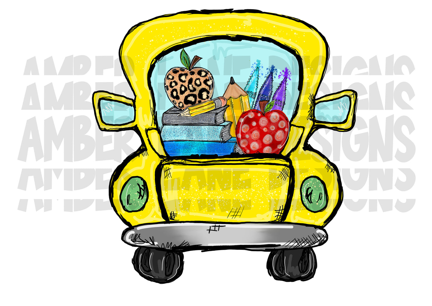 Yellow back to school truck png file, Sublimation Design