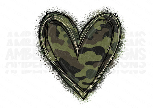 Camo Heart Png Sublimation, camoflage Heart, Watercolor  PNG