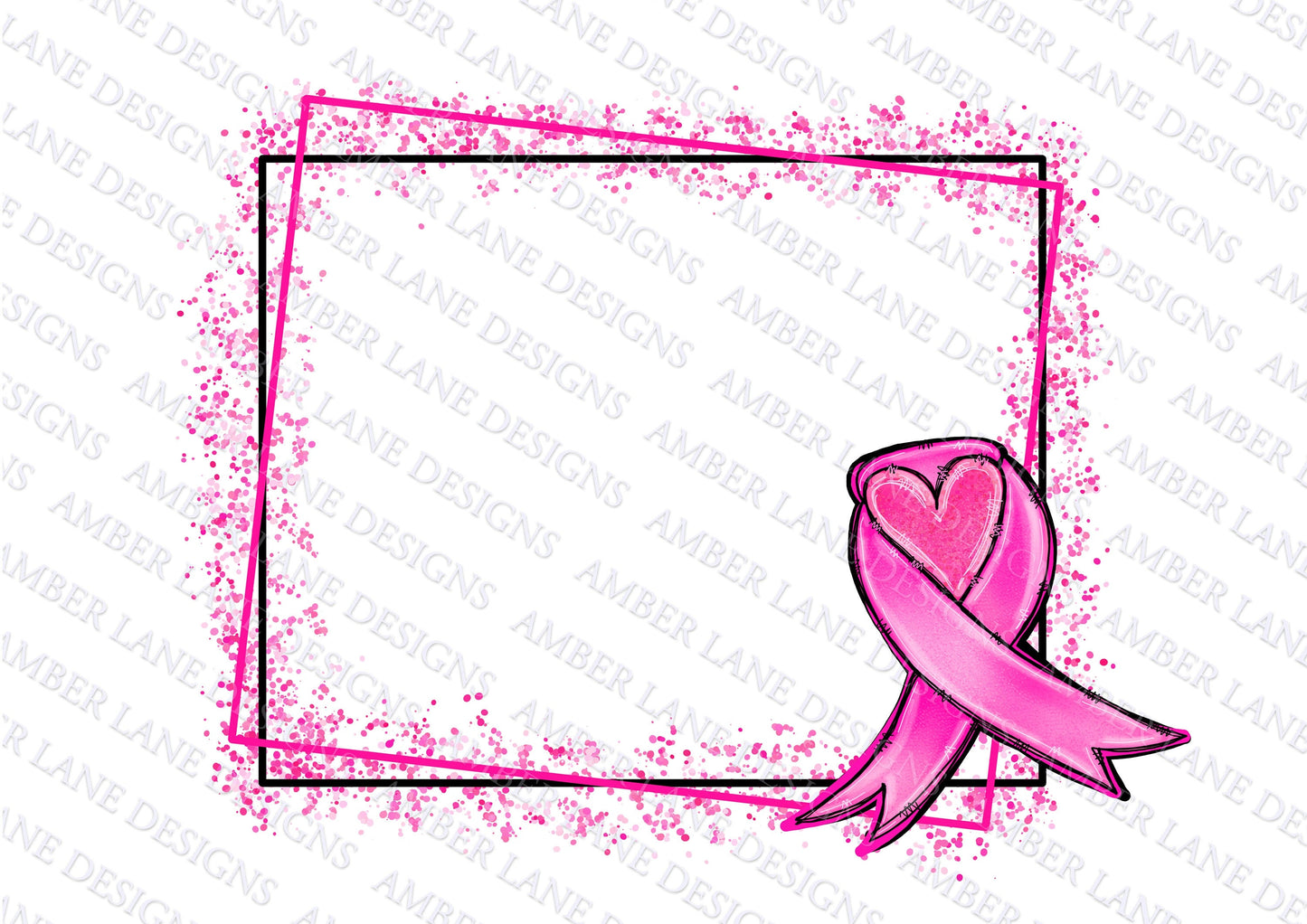 Breast Cancer Pink Ribbon Splash Frame png, png file only