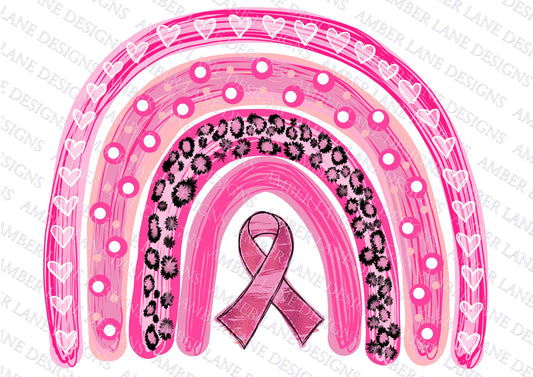 Awareness Breast Cancer Rainbow PNG, Pink Ribbon png , png file only