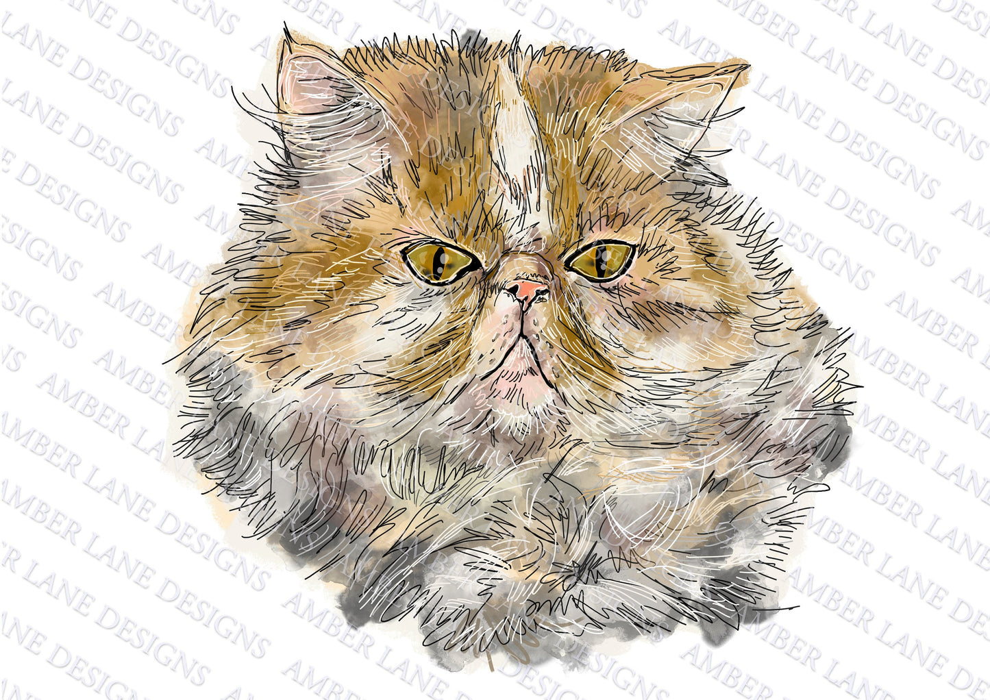 Persian Cat PNG, Sublimation file, Cat Clipart