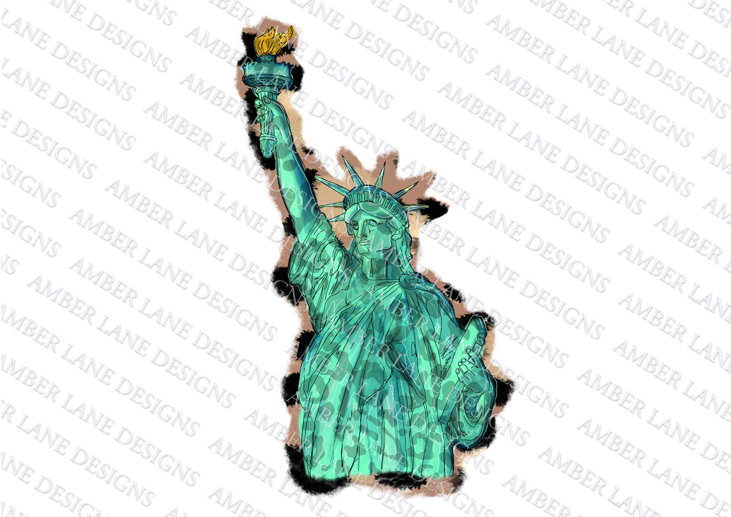 Statue Of liberty png , Lady Liberty USA,  Leopard Print, 4th July Sublimation PNG file