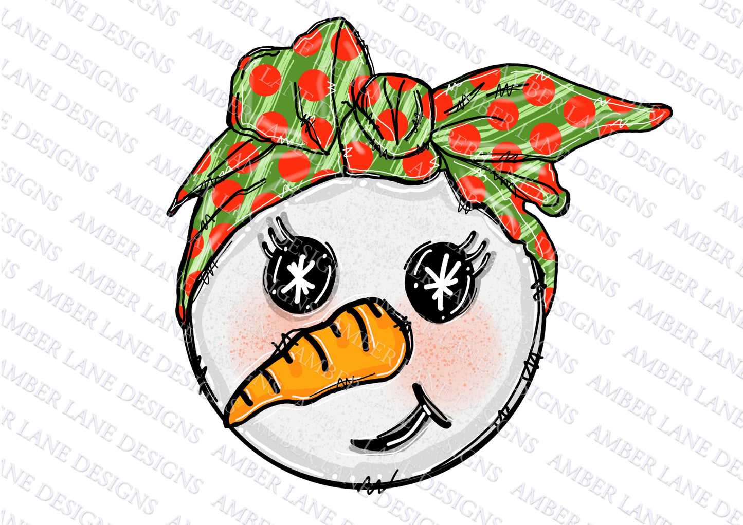 Snowman Face Green and Red Bandana png, Christmas Snowman , PNG Design ,download