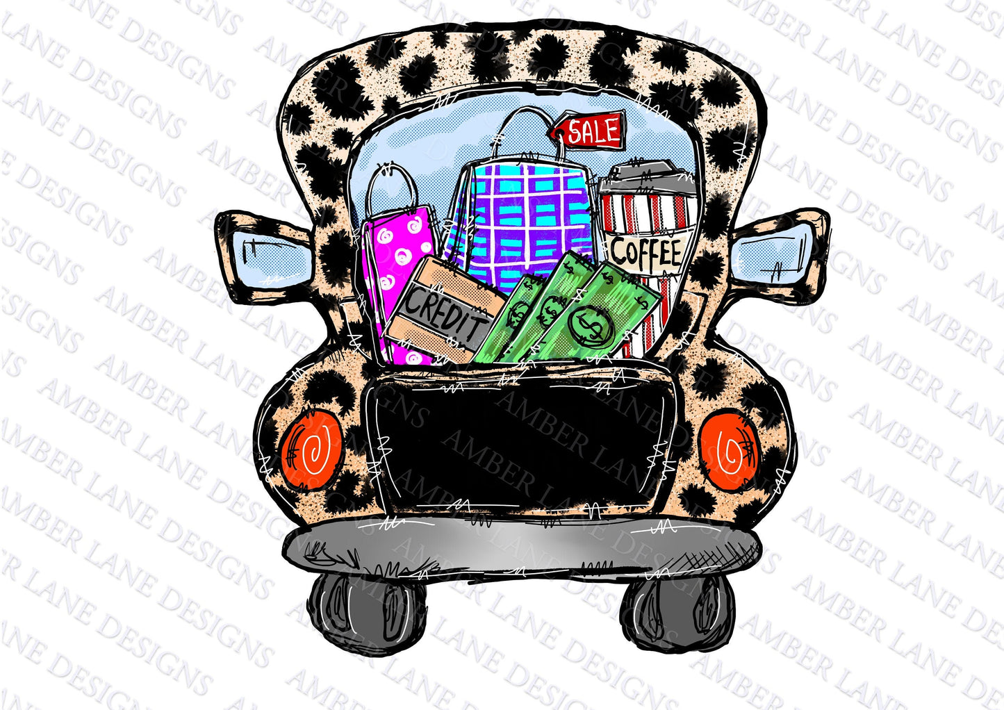 Black Friday Squad Leopard Truck no text, Sublimation png file (add your own text)