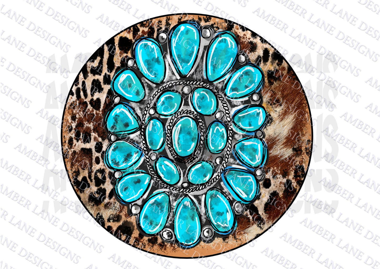Cowhide Turquoise Western Gem Stone With leopard print (file only)