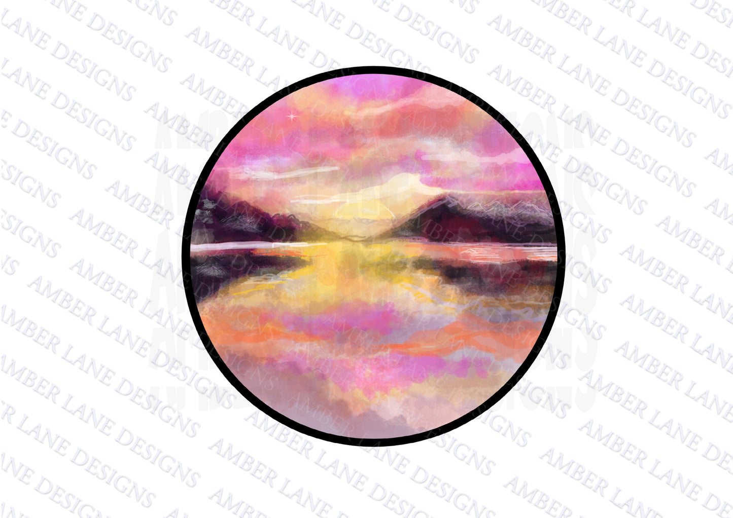 A Walk in the Mountain Sunset Serenity: Artisanal Mountain Sublimation Print"PNG only