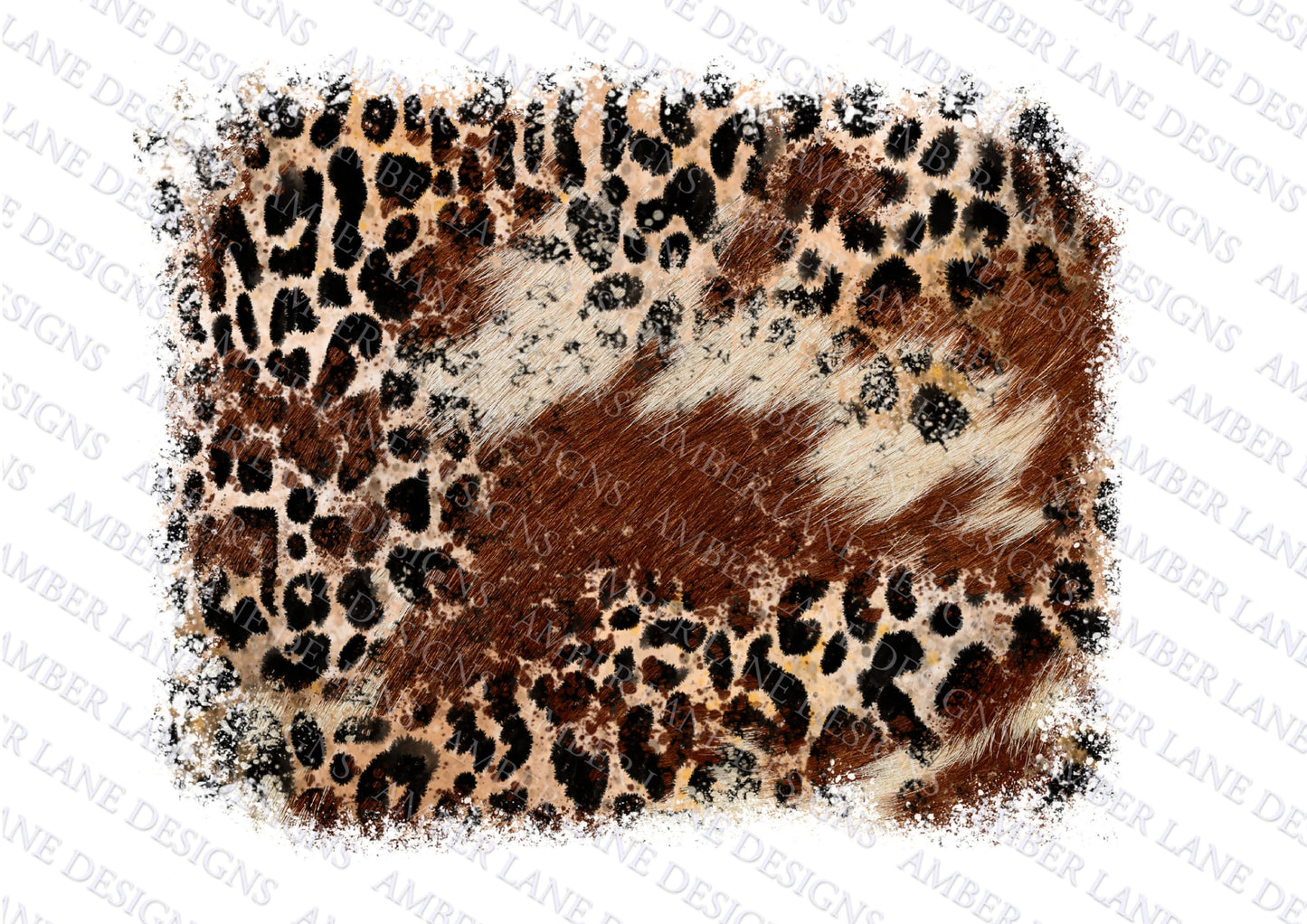 Cowhide and Leopard Background PNG, Distressed Grunge Splash Background tumbler wrap