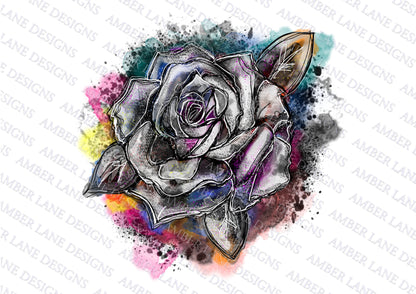 Black and White Rose, png  file, Sublimation Design (file only)