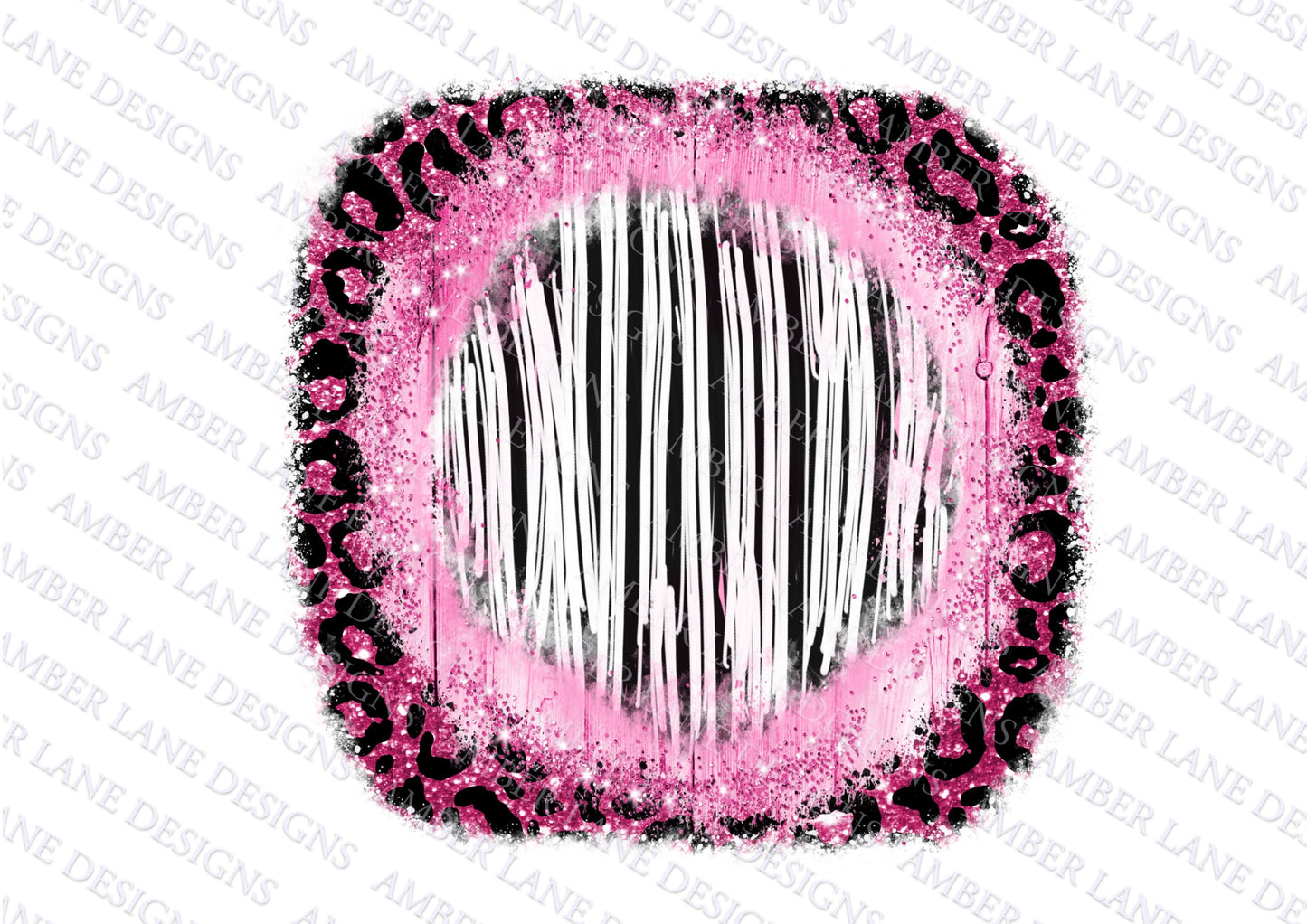 Pink Glitter and leopard print Black and White splash frame, png , (file only)