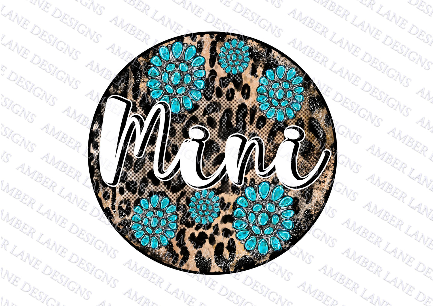 Mini png ,Turquoise Western Gem Stones Cheetah Print, png file  (file only)