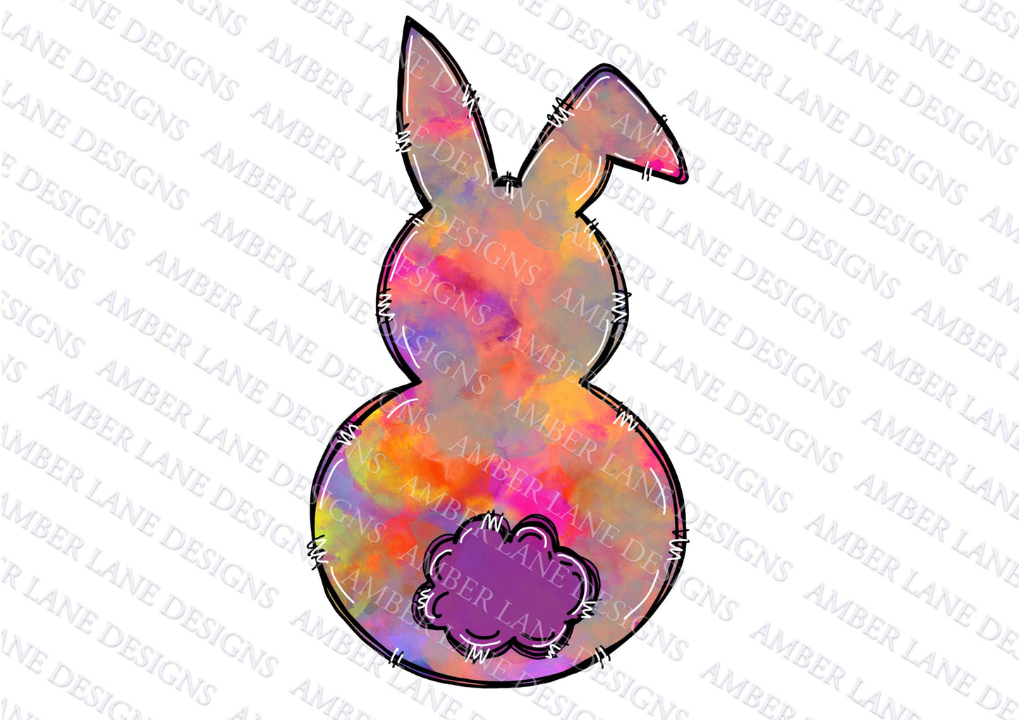 Tie Dye Easter Bunny Butt Sublimation | PNG Design | Hand Drawn