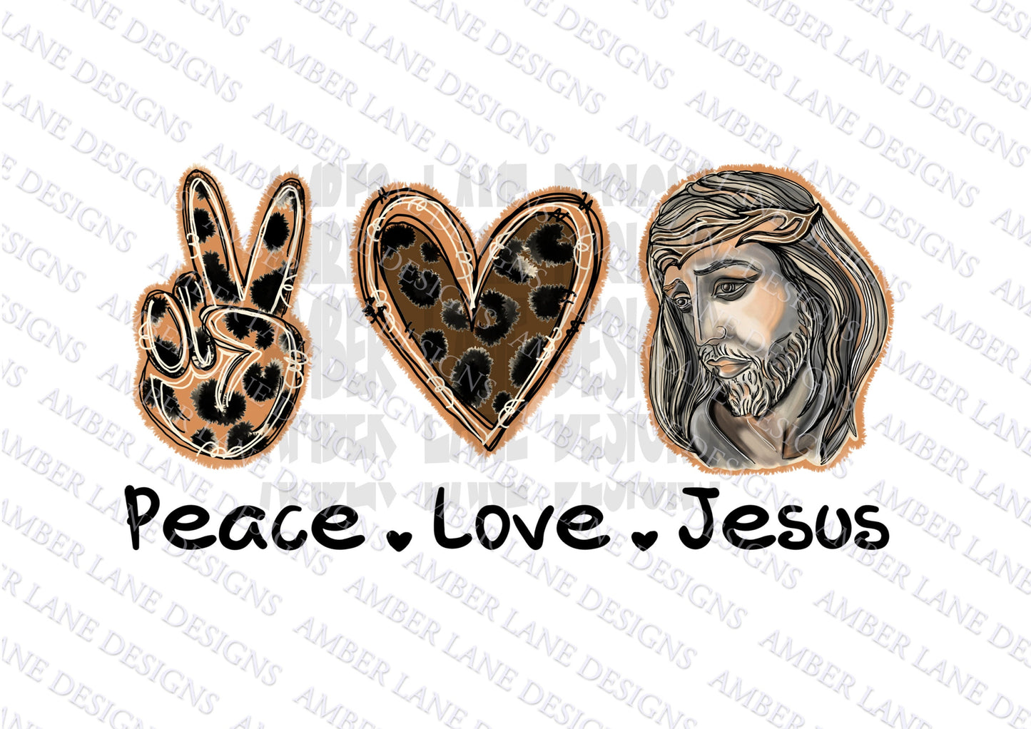 Peace Love Jesus , Watercolor png file