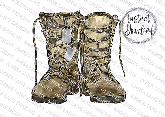 Army Boots With Dog Tags