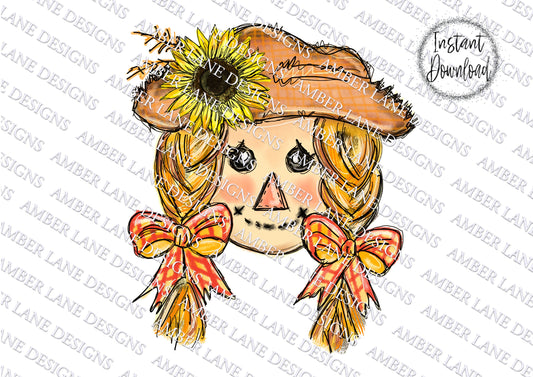 Scarecrow Png | Scarcrow Girl Sublimation graphics |Fall Colors  Watercolor -INSTANT DOWNLOAD