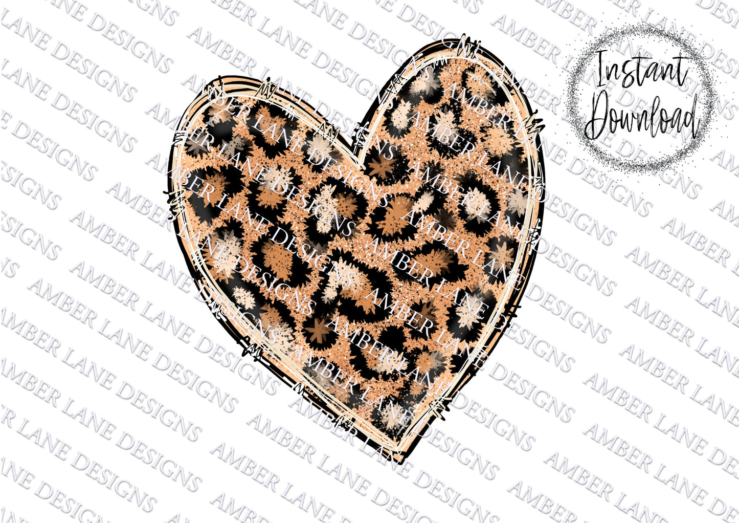 Wild at Heart: Leopard Print Grunge Heart PNG Fierce Affection Heart of the Wild