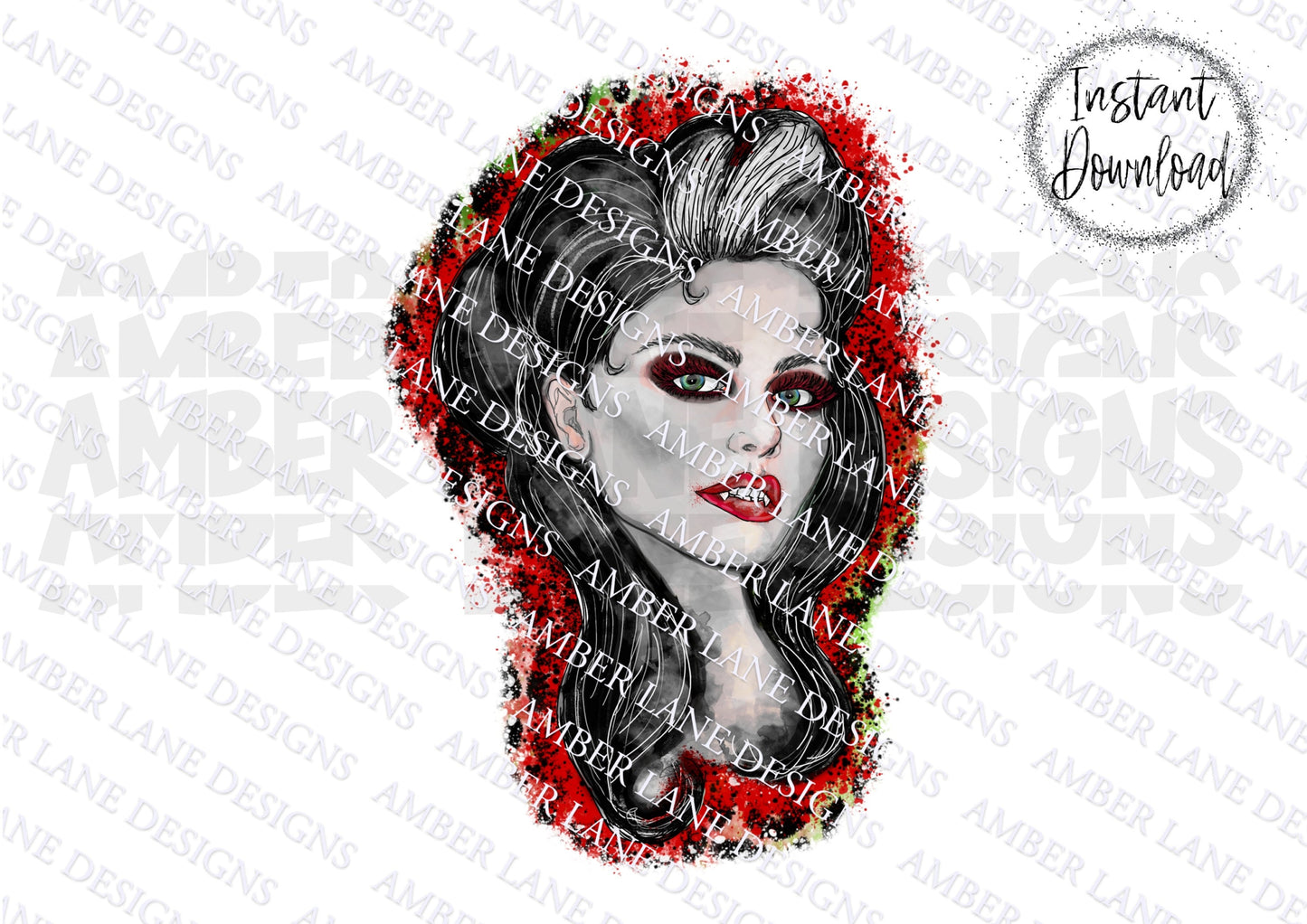 Vampire Girl | Gothic Art | Gothic Print | Vampire Art |PNG Digital image | Instant download | Sublimation Design | Hand drawn