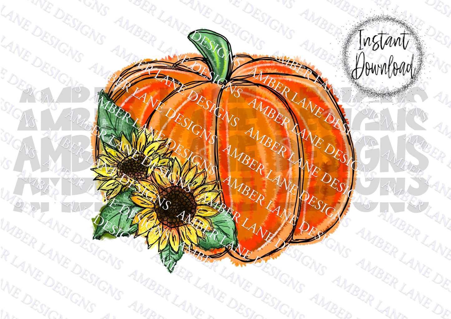 Pumpkin with Sunflowers png, Thankful PNG | Fall Colors Pumpkins in Watercolor -INSTANT DOWNLOAD tumbler wrap