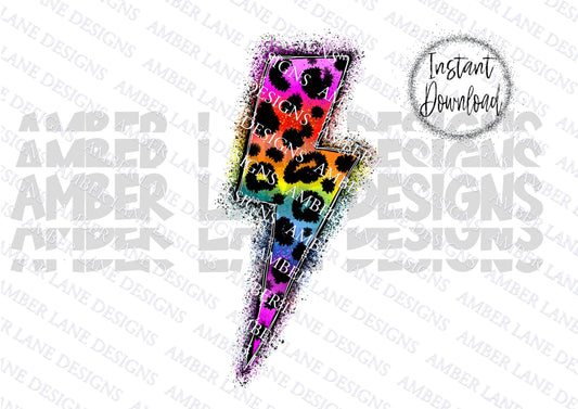Rainbow lightning bolt png | Leopard png | Sublimation File|  | Cheetah| Leopard| Design elements
