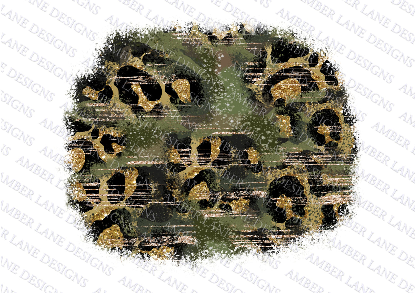 Camouflage Gold Leopard Glitter Background PNG Camo Frame png | Distressed Grunge Splash Background
