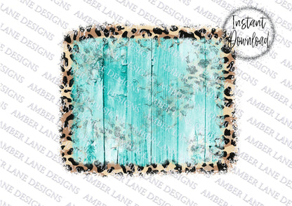 Leopard and Turquoise Frame, Backsplash , scrapbooking, Background, 1 PNG file,