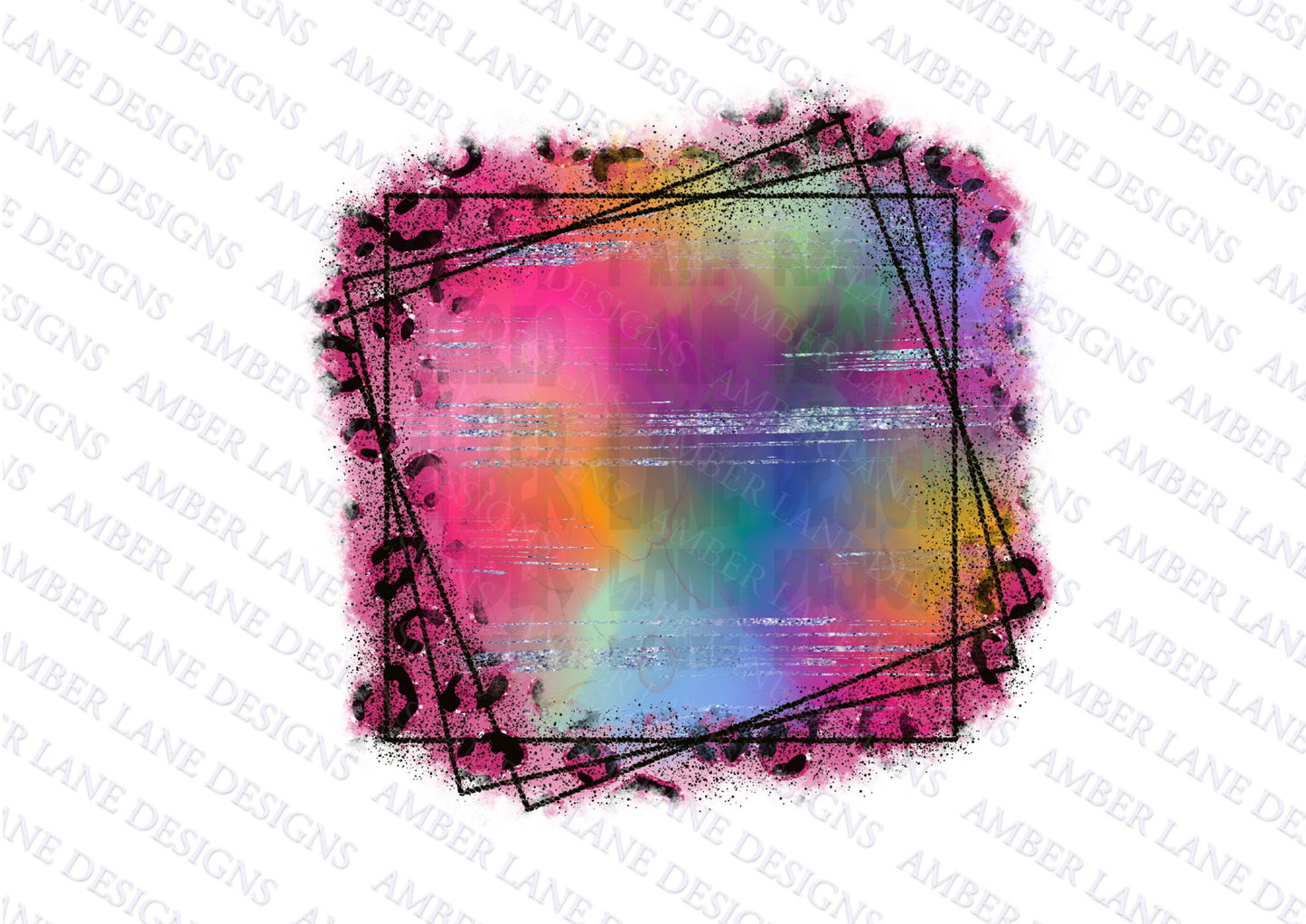 Rainbow Watercolor inks ,  Pink Glitter and leopard print  splash frame png , (file only) tumbler wrap
