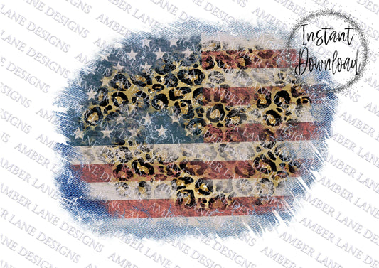Leopard  USA Flag ,PNG file, tattered flag