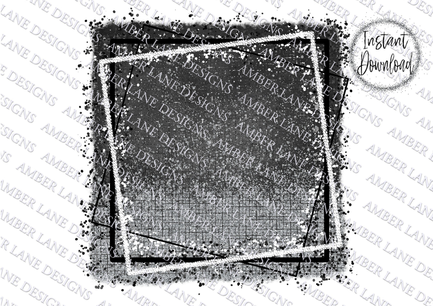 Black and white glitter  splash frame png , (file only) tumbler wrap