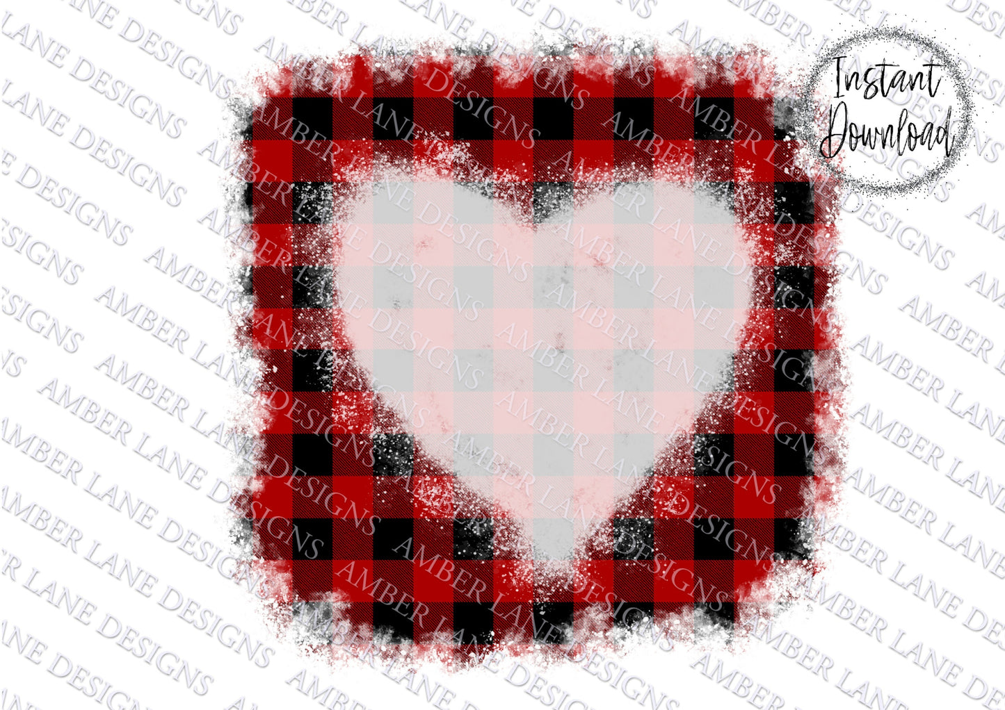 Red Buffalo Plaid Bleached Heart Tee PNG Eternal and Always Tartan Tale Love Story